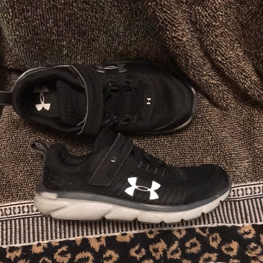 Under Armour Kids' Black Athletic Shoes with White Logo